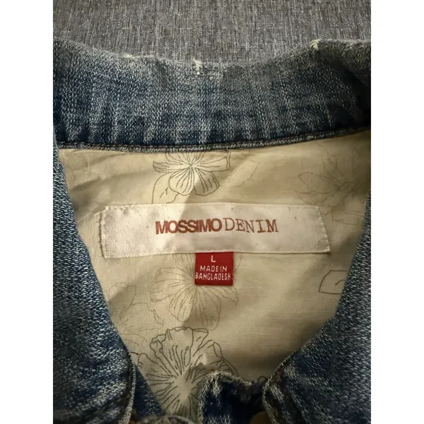 Mossimo Denim Vintage Y2K Distressed Cropped Jean Jacket Women's Sz L - Image 5