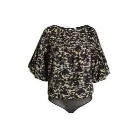 Free People Dessa Bodysuit Puff Sleeve Floral Black Combo Size S - Image 2