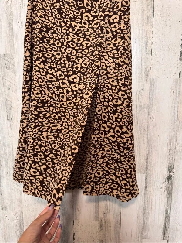 SHEIN Leopard Cheetah Print High Waist Midi Skirt with Slit Womens XS (US 2) - Image 6