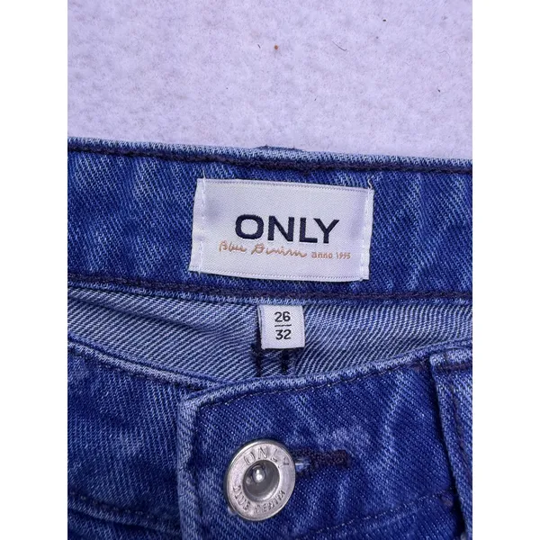ONLY Wide Leg Jeans Women 26 Blue Bandana Print High Waist Sonny Denim - Image 2