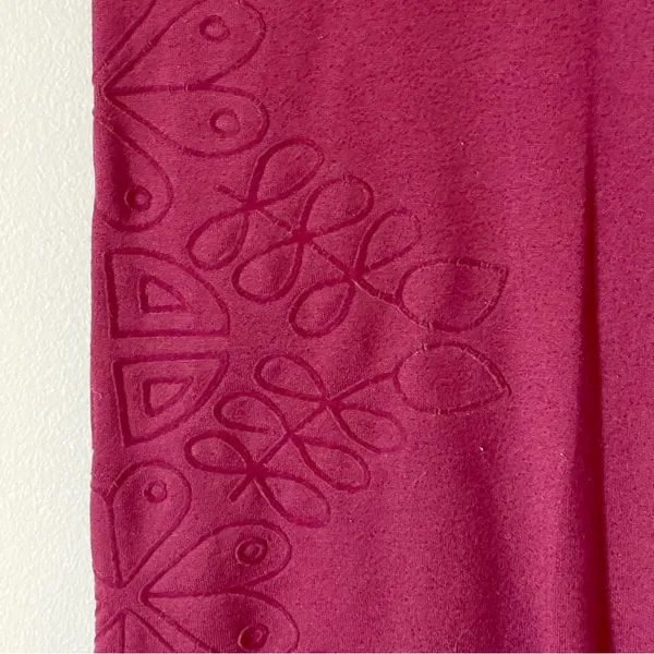 AERIE | Burgundy High Waisted Floral Embroidered Fleece Lined Leggings Sz M - Image 4