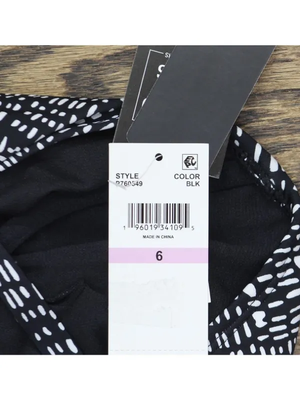 NWT Island Escape Womens Tankini Swim Top Black / White 6 - Image 4