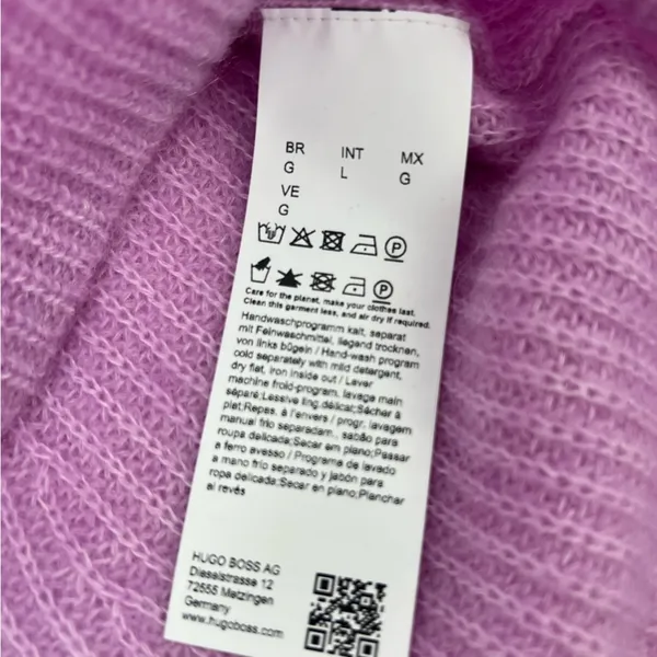 NWT Hugo Boss mock neck sweater‎ sz L light purple pink - Image 6
