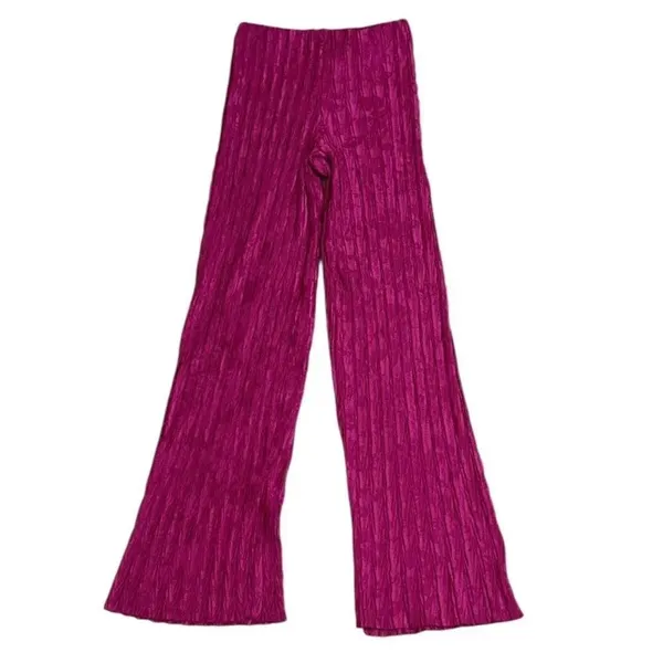 Zara Pink Pleated Wide Leg Pants(Size Small) - Image 3
