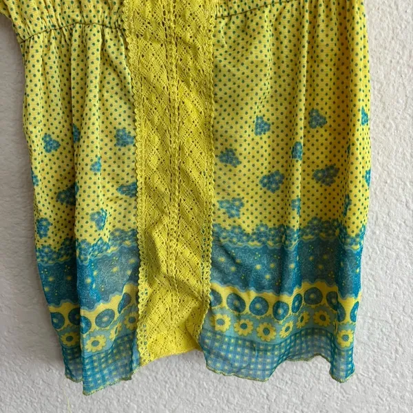 Max‎ Rave Green and Blue Smocked Camisole Top Size S - Image 4