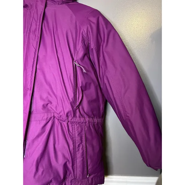 L.L.Bean Goosedown Coat Womens Large Purple Hooded Gore-Tex Down Parka Faux Fur - Image 4