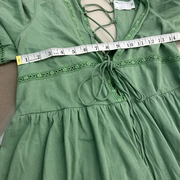 ASOS Green Lace-Up Dress gorgeous easy wear! Like new lace up back -llace trim - Image 5