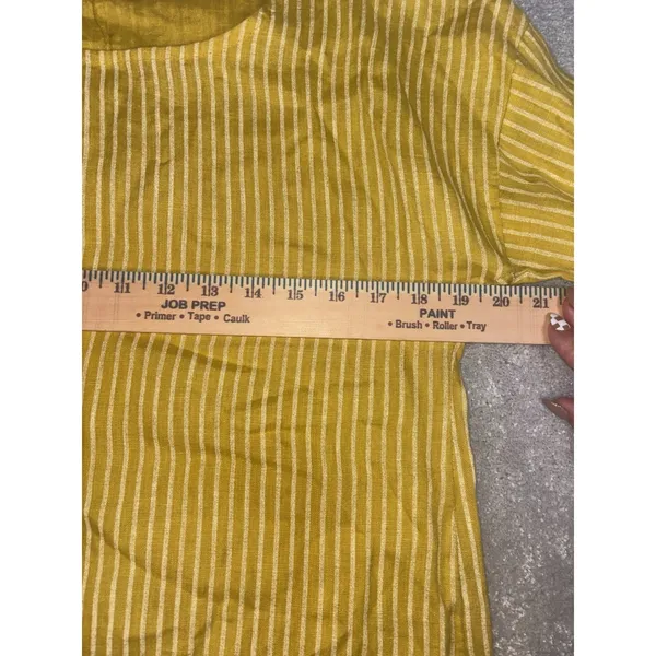 Lungo L'Arno‎ Striped Yellow 100% Linen Tunic Top Ruffle Trim 3/4 Sleeve Small - Image 7