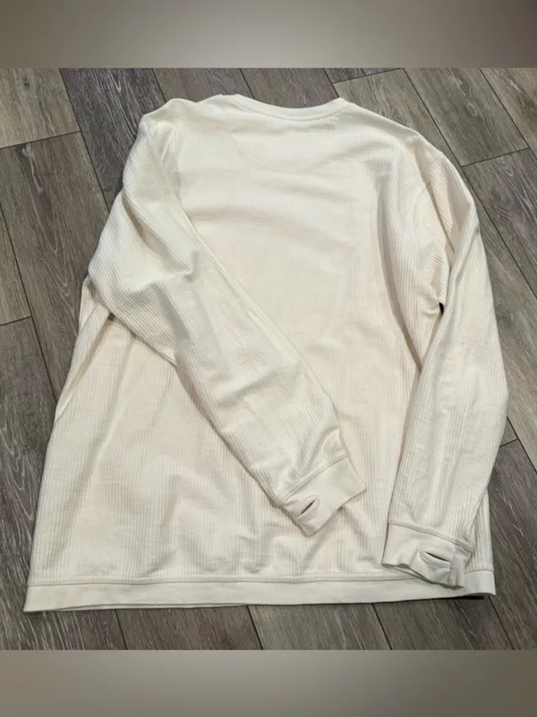 Cape Cod Cream Navy Ribbed Oversized Crewneck Sweatshirt Size XL - Image 4