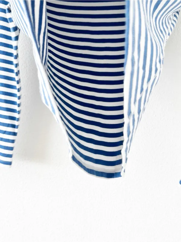 J.McLaughlin Blue White Striped Cotton Boat Neck Long Sleeve Top - Image 6