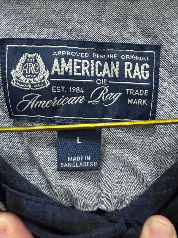 American Rag Cie Men's L Blue/Black Plaid Button-Up Short Sleeve Shirt - Image 2