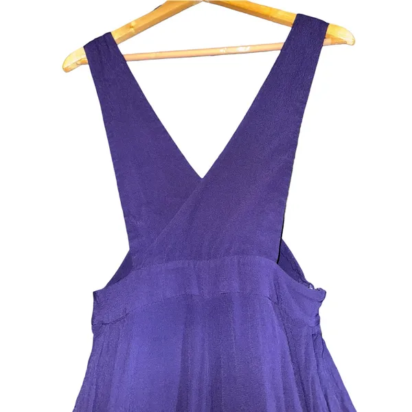 Maeve Anthropologie Purple‎ Overall Jumpsuit Suspender Wide Leg Sz 0 Boho *Flaw* - Image 3