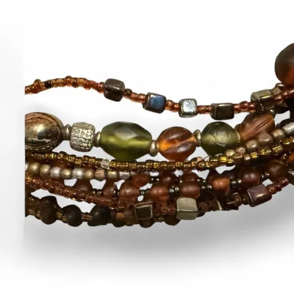 Multi-Strand Glass Beaded Necklace vintage - Image 3