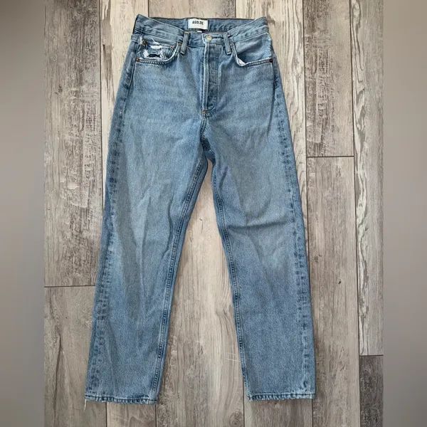 AGOLDE 90’s Mid Rise Loose Fit Jeans size women’s 24 light wash - Image 8