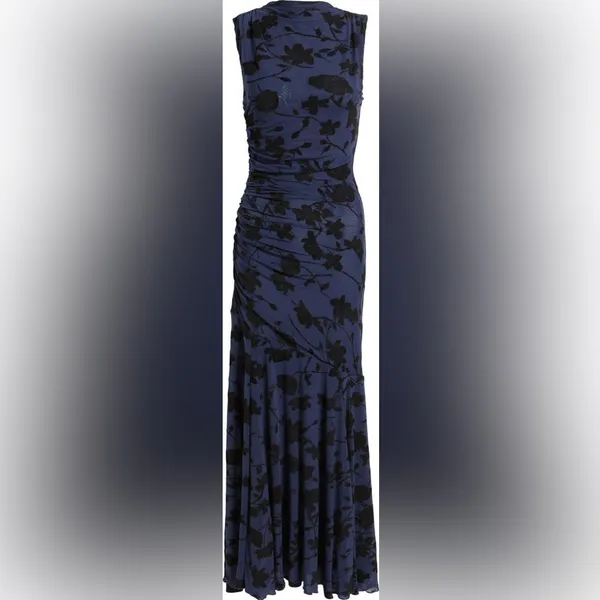 Rails Cosmos Floral Ruched Mesh Maxi Dress Navy Floral Wedding Guest Dress S - Image 5