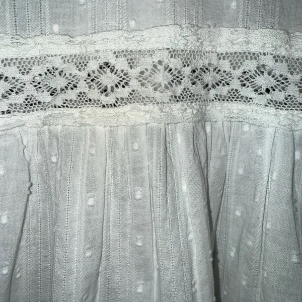 NWT $98 Free People White Ella Dot Peasant-Style Button Up Eyelet Blouse XS - Image 9