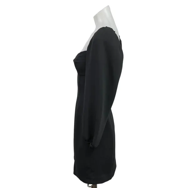 Aritzia Wilfred Novella Black Puff Long Sleeve Slit Mini Shift A-Line Dress Sz S - Image 2