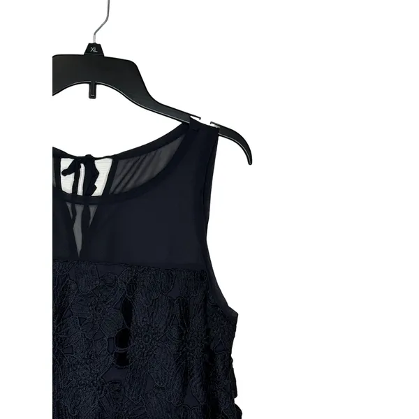 Ann Taylor Women's Top Embroidered Floral Sleeveless Tie Back‎ Crew-Neck Medium - Image 2