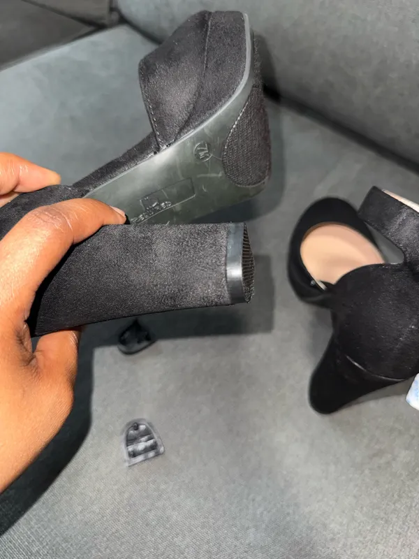 Women’s Black Satin Ankle Strap Heels with Round Toe - Image 14