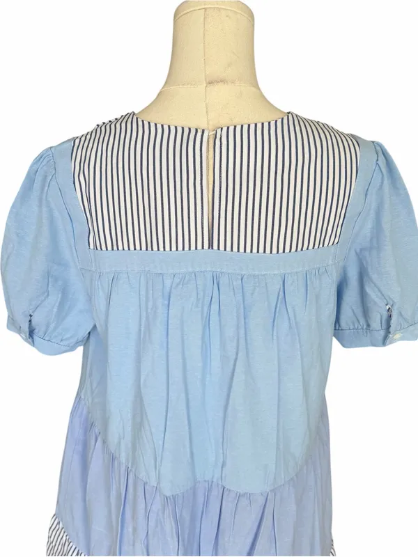English Factory - NWT Mixed Print Tiered Mini Dress Blue Sz S - Image 5