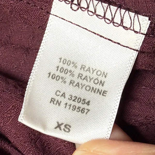 Rachel Pally Burgundy Ruffle Bell Sleeve Mini Dress XS Maroon Button Front‎ Boho - Image 3