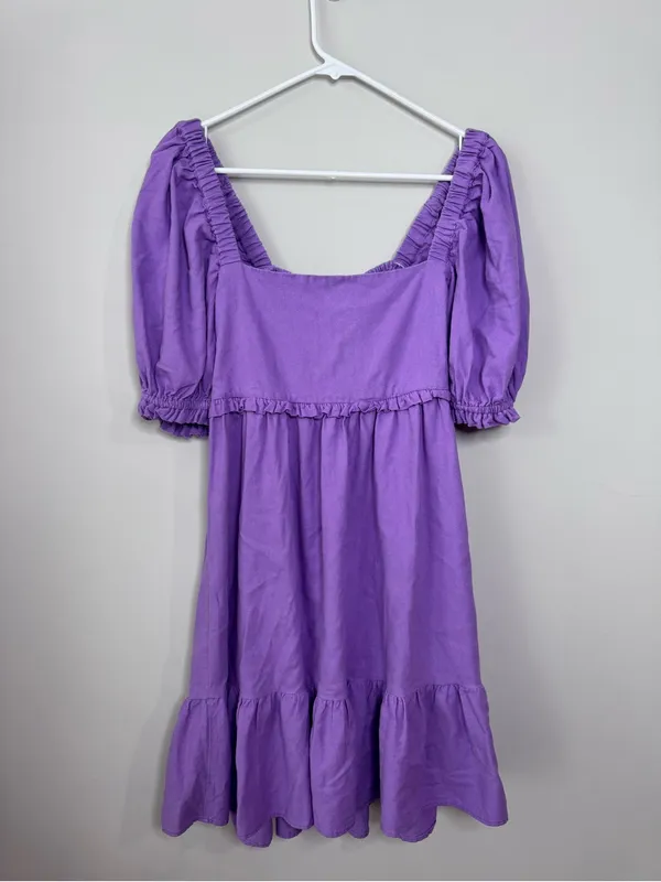 Farm Rio Puff Sleeve Linen Blend Mini Dress - Image 10
