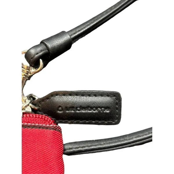 Liz Claiborne Red Plaid Wristlet With Leather Accents & Zipper Closure - Image 5