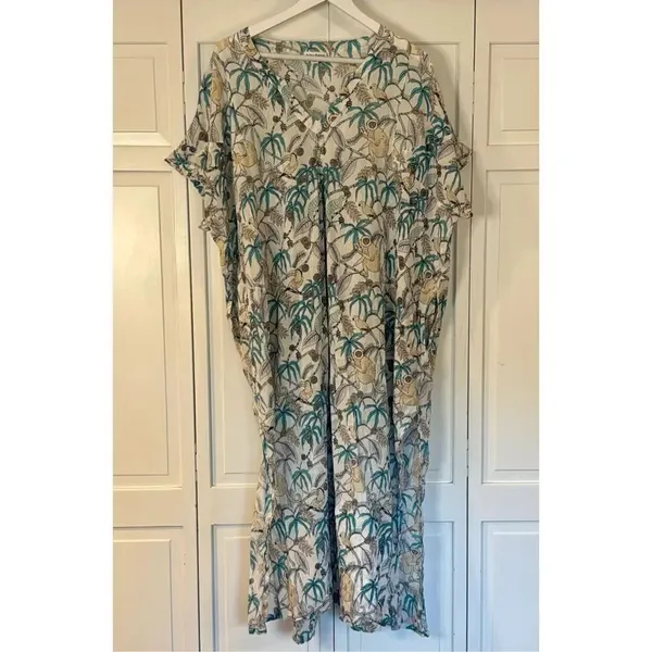Roller rabbit Goan Forrest Jungle Print Kaftan dress coverup M/L - Image 4