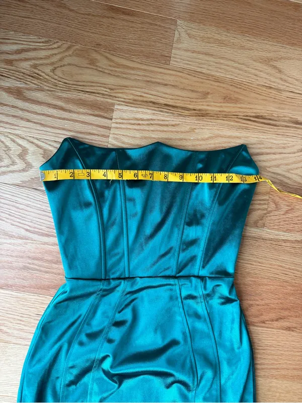 NWT Superdown Revolve Teal Satin Corset Mini Dress XS Homecoming Semi Formal - Image 7