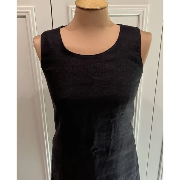 Vtg Irresistibles‎ Black 100% Linen Sheath Dress Size 4 Sleeveless Classic 90s - Image 2