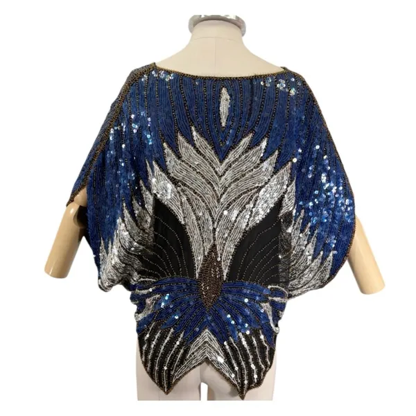 Vintage Scala Silk Sequin Butterfly Blouse Size Medium - Image 4