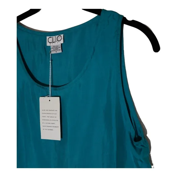 Vintage Clio Silk Tank Top Women Size S Sleeveless Scoop Neck Retro Y2K - Image 4