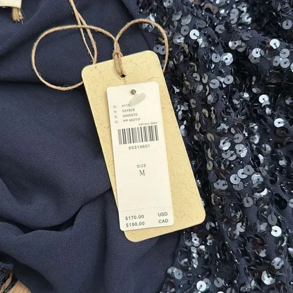 NWT Anthropologie Let Me Be Ombre Cropped Sequined Blouse Medium - Image 6