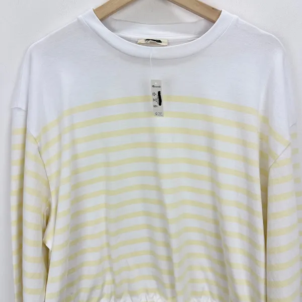 Madewell The Perfect Tie-Waist Tee in Allday Jersey Striped Pineapple M NWT - Image 8