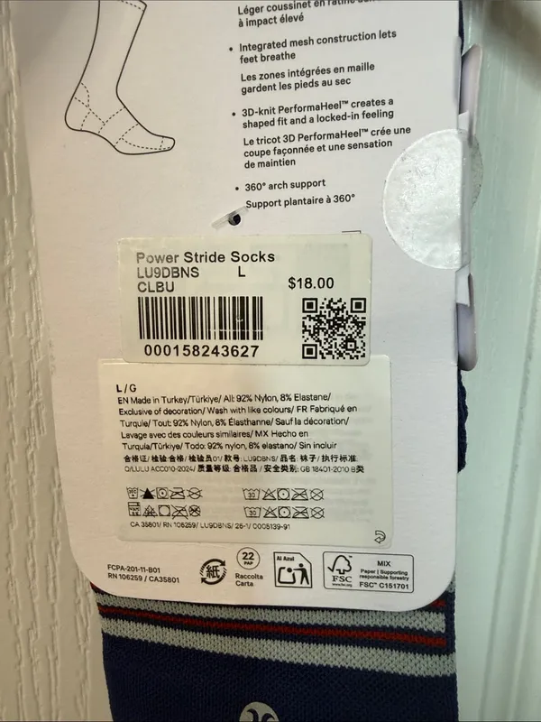 lululemon athletica Navy Crew Socks with Red & Gray Stripes - Image 2