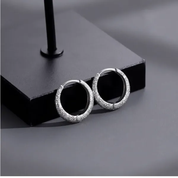925 Silver Plated Small Hoop Earrings for Men, Unisex Punk Hip Hop Earrings - Image 2