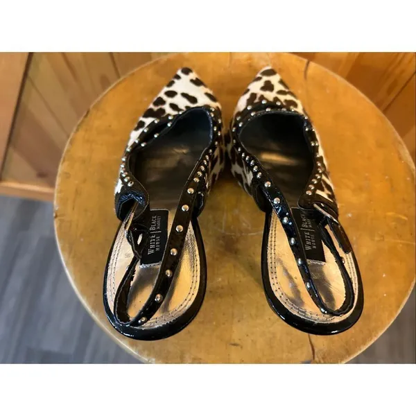 WHITE HOUSE BLACK MARKET Jacquie Calf Hair Leather Sz 7.5M Slingbacks - Image 5