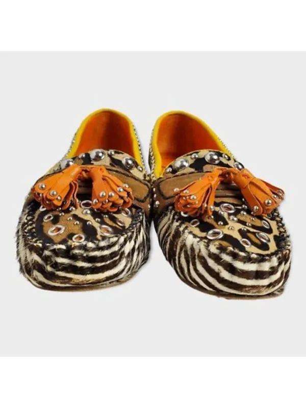 Sam Edelman Aurora Leather Zebra Animal Print Cow Hair Tassel Loafers Sz 7.5M - Image 7