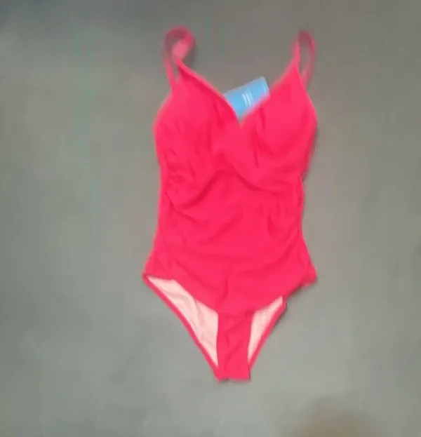 Cupshe Women's Ruched V-Neck One-Piece Swimsuit Pink Size S - Image 4