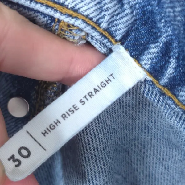 PacSun High‎ Rise Straight Jeans Women 30x27 Blue Button Fly Raw Hem 90s Mom - Image 8