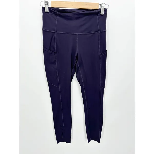 Lululemon Fast and Free 7/8 Dark Purple Pull On Tights Leggings Women's Size 6 - Image 12