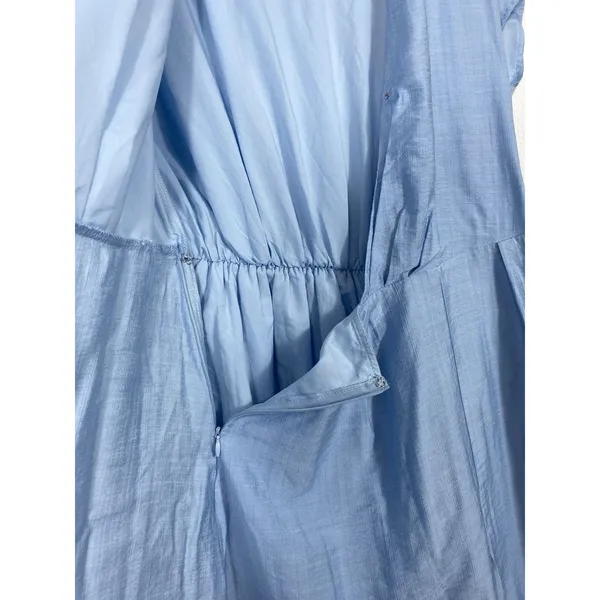 Lilyful Blue Solid Wrap V-Neck Tie Waist Lined Cap Sleeve Romper S Rayon - Image 8
