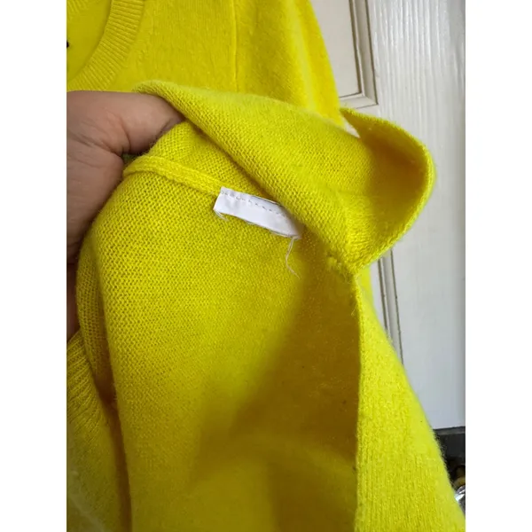 J.Crew bright‎ yellow cashmere crewneck sweater size xs - Image 4