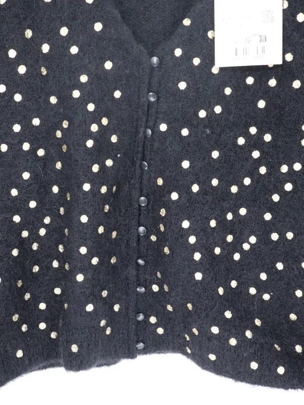 Sézane Lizy Cardigan Black Gold Metallic Dot Mohair Wool Blend Sweater Small - Image 9