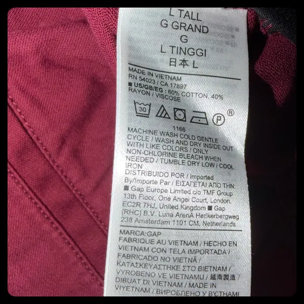 Gap Easy Pant Womens L Tall Maroon Tapered Leg Ankle Length Cotton Blend Pull On - Image 3