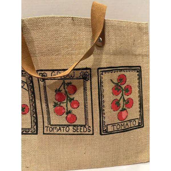 Martha Stewart Canvas Tomato Seeds Tote Bag. Styled like a rustic jute - Image 5