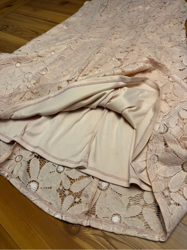 Liz Claiborne Pink Floral Daisy Lace Dress 16 V-Neck Cap Sleeve Flirt A-Line - Image 5