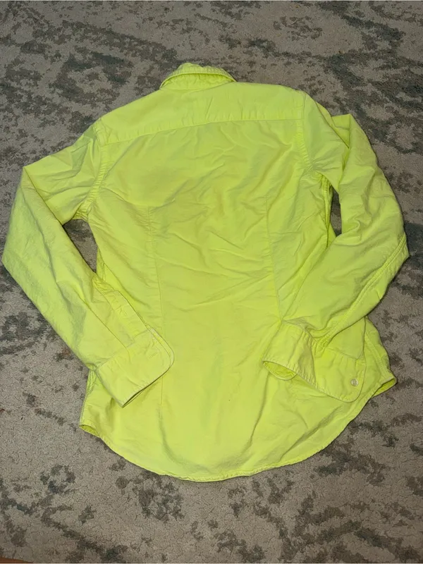 Vintage Ralph Lauren Sport Women's 4 Neon Lime Yellow Button Down Shirt - Image 3