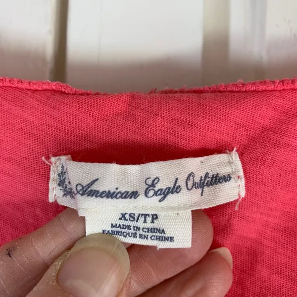 American Eagle‎ Coral Pink Hood Surplice Empire Waist Mini Dress XS Beach Resort - Image 4
