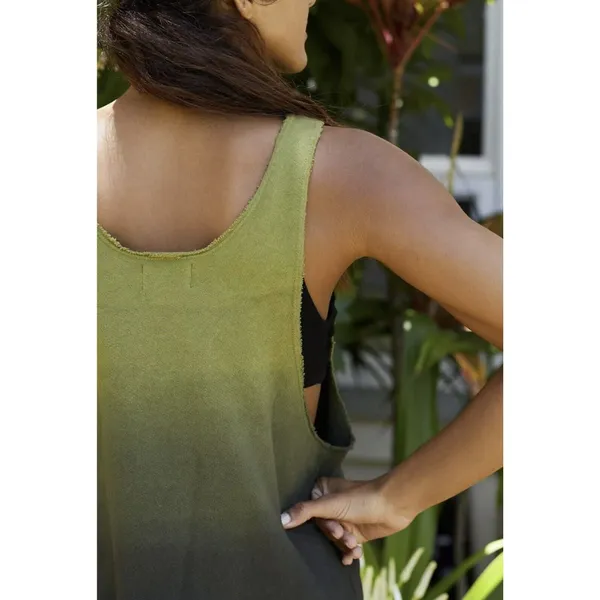 t.la Size S Tank Top Ombre Olive Green French Terry Raw Edge Anthropologie - Image 2